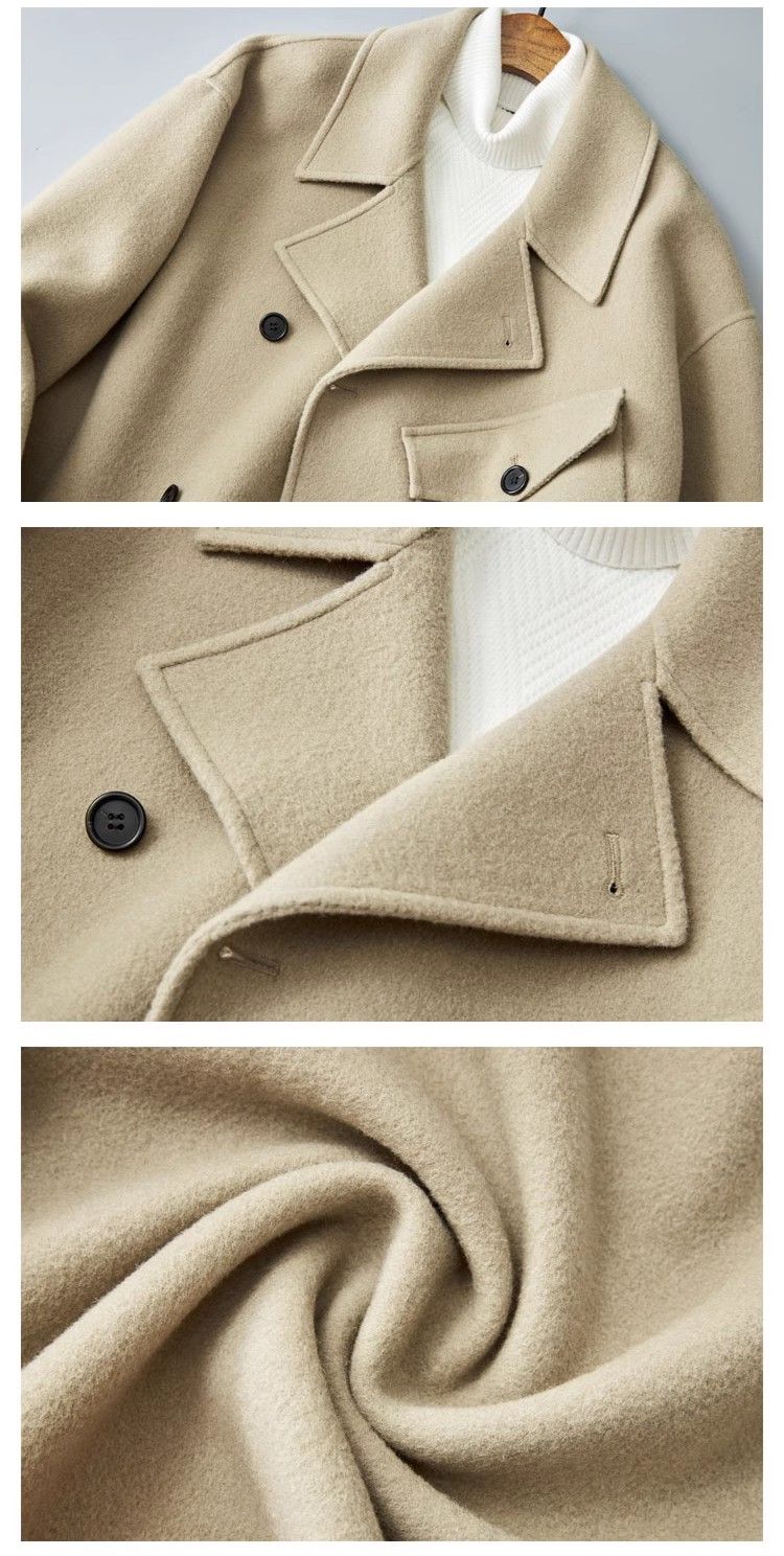 Wool 2025 New Autumn Simple Casual Suit Collar Short Trench Coat Double-Sided Woolen Jacket Men's Trendy Brand_voghion.com