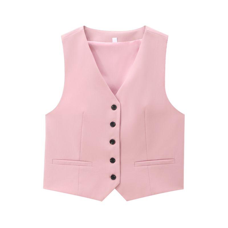 Ropa de mujer Otoño e invierno Nueva moda Trajes casuales Chaleco ajustado con cuello en V sin mangas Chaleco versátil Doble pliegue Cintura alta Pantalones anchos_voghion.com