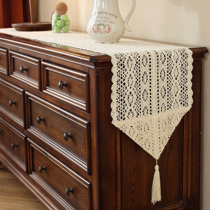 Henggang Tischdecke im amerikanischen Landhausstil, handgewebt, Streifen, Kaffeetuch, Teematte, Baumwollleinen, künstlerischer Tischläufer_voghion.com