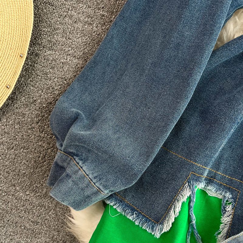 Abbigliamento da donna vita temperamento con cintura in tinta unita in denim abito casual di media lunghezza T_voghion.com