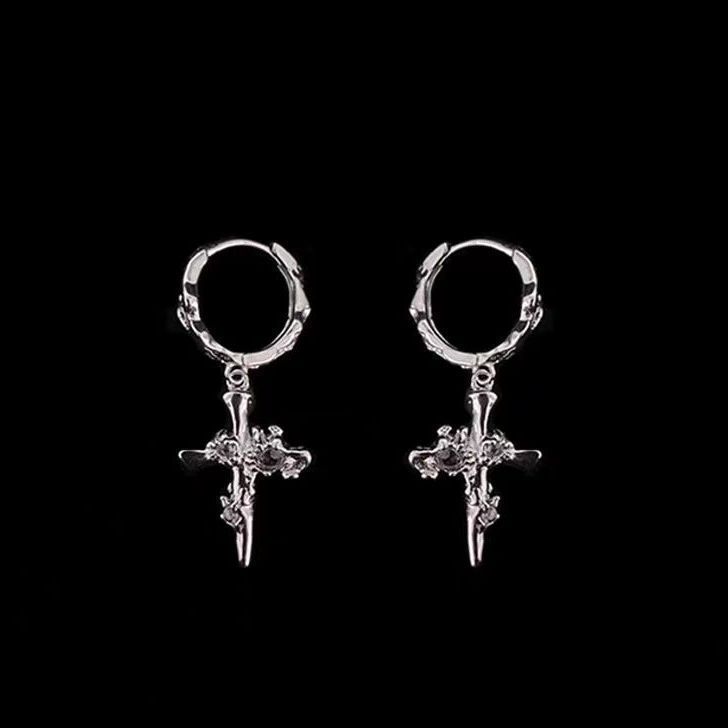 Boucles d'oreilles minimalistes de niche, design de personnalité croisée, haut de gamme, douces et cool, pour hommes et femmes, boucles d'oreilles de couple_voghion.com