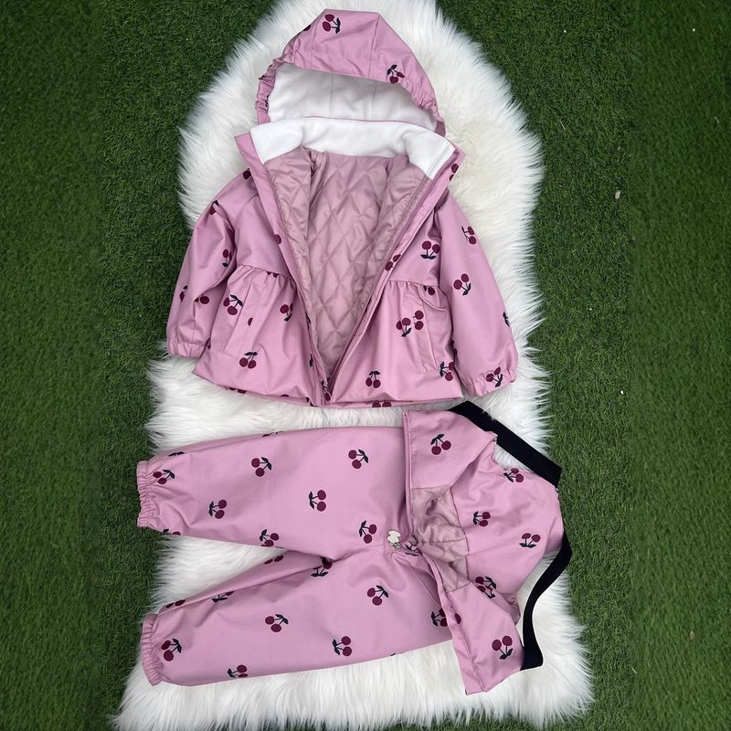 Girls' Spring Outfit Set - Floral Print Long Sleeve Top & Pants, Soft Pink & Neutral Tones, Comfortable & Stylish For Ages 3-8_voghion.com