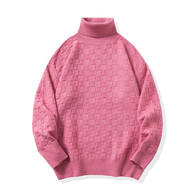 Men's Autumn/Winter New Collection Unisex Solid Color Waffle Couple Trendy Knitted Sweater_voghion.com