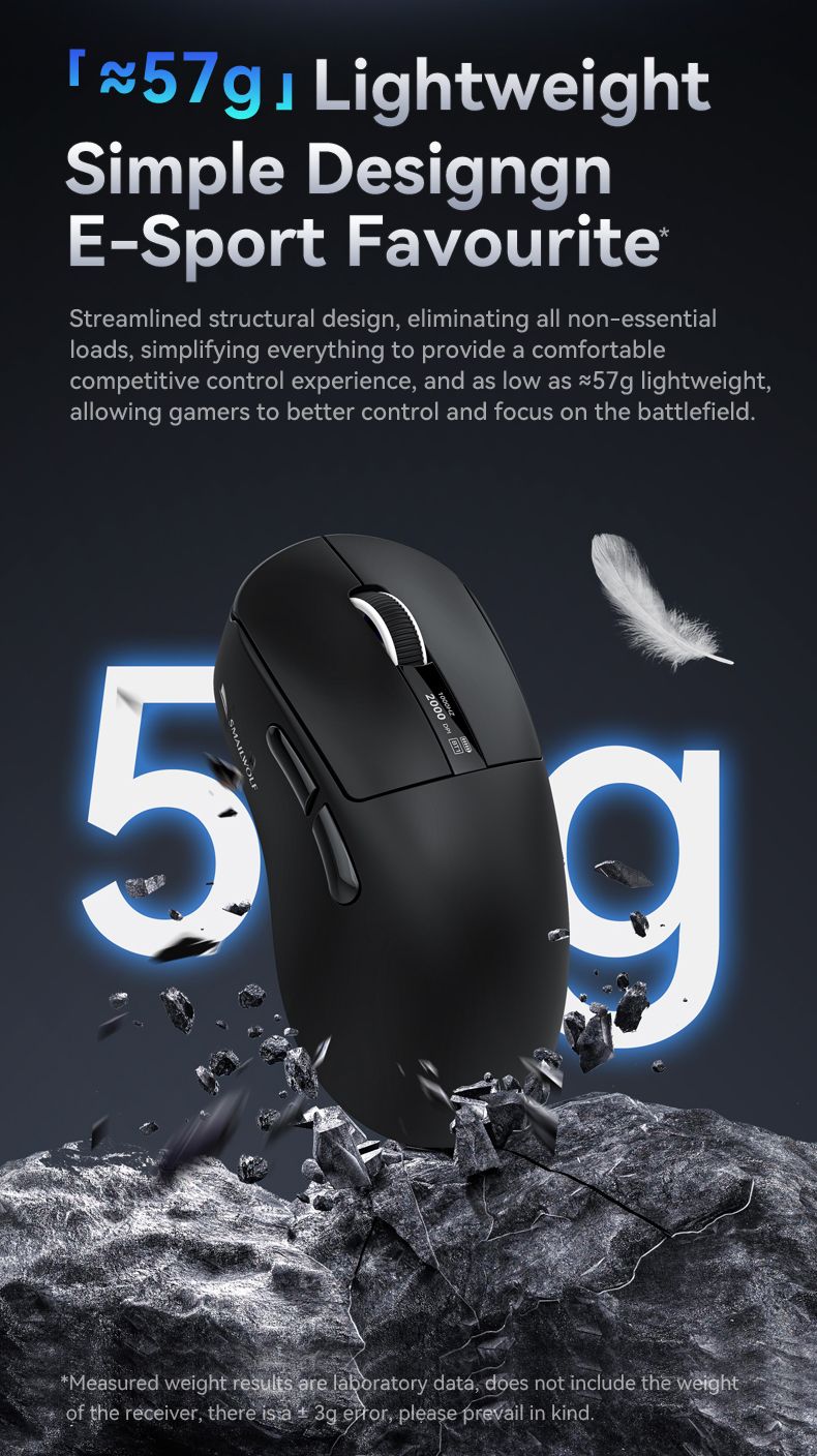 Mouse sem fio Bluetooth para jogos Smailwolf M6 com sensor PAW3311, comutação de três modos, magnético_voghion.com
