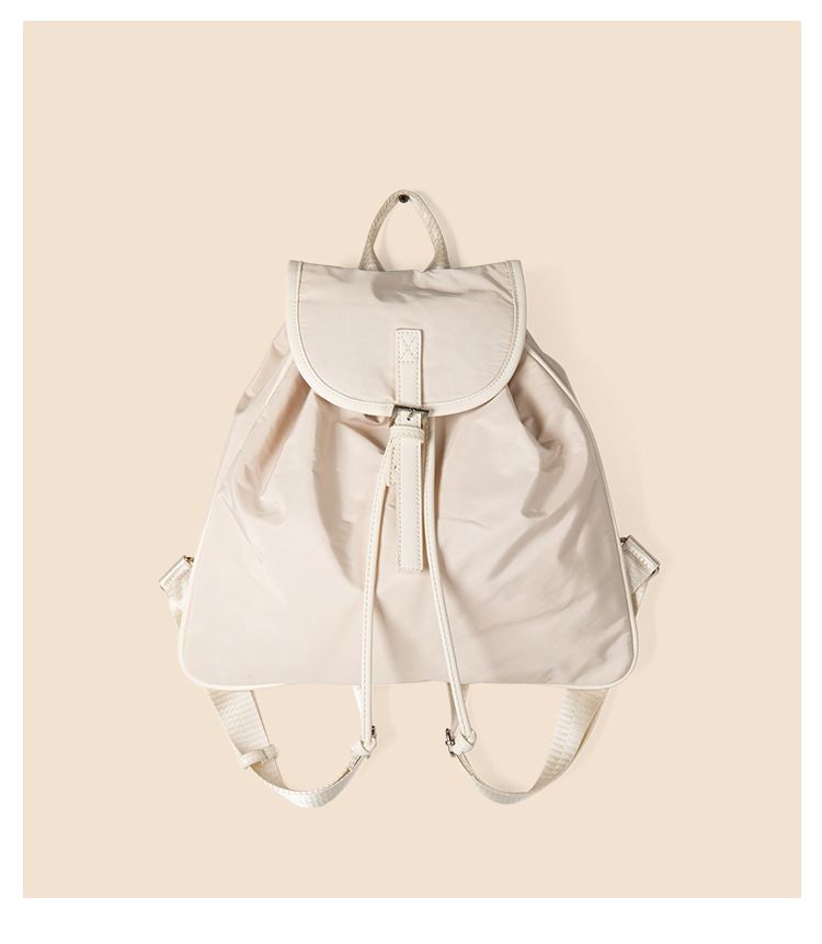College style black drawstring college student casual nylon large capacity new backpack simple women's high-end_voghion.com