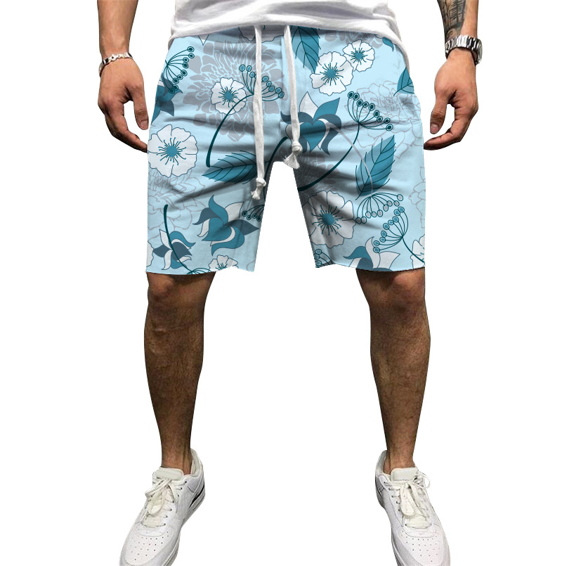 Men's Summer New 3D Printed Drawstring Loose Sports Shorts Men's Beach Pants_voghion.com