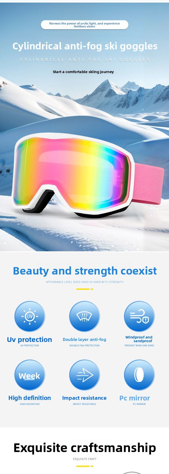 2025 New Outdoor Spherical Goggles Skiing Protective Double Layer Anti-Fog Unisex Ski Glasses_voghion.com