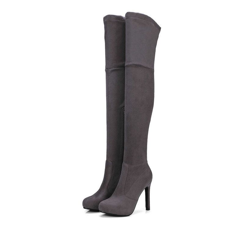 Suede boots High heel boots Over knee boots Long boots Plus size boots High boots new fall and winter over knee elastic boots_voghion.com