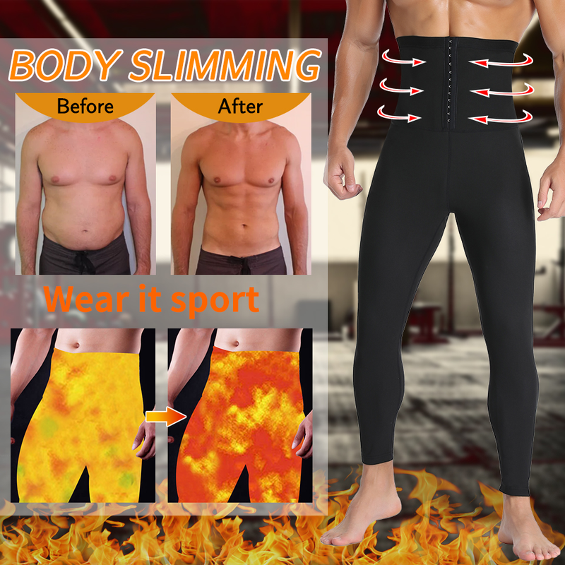 Abiti da uomo Pantaloni da sauna Leggings per il sudore Pantaloni a compressione dimagranti a vita alta Pantaloni termici per il corpo Shaper per la perdita di peso_voghion.com