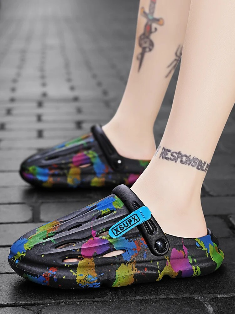 Slippers Beach Hollow Hole Man Platform Sandals Summer Men Casual Shoes EVA Slides Outdoor Flip-Flops_voghion.com