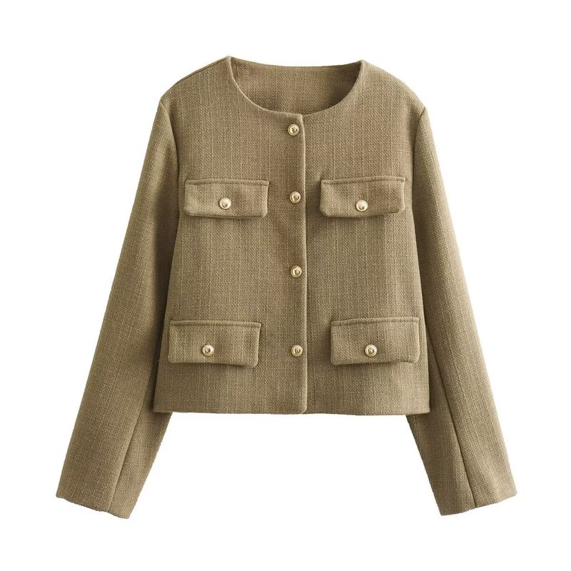 Women's Clothing fashion button decoration short suit jacket _voghion.com