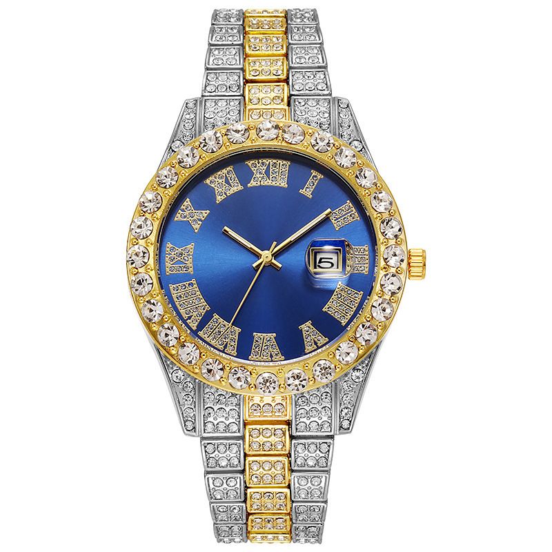 Heren- en dameshorloge met stalen band, Hiha, Romeinse schaal, diamantkalender, studentenhorloge met quartzhorloge_voghion.com