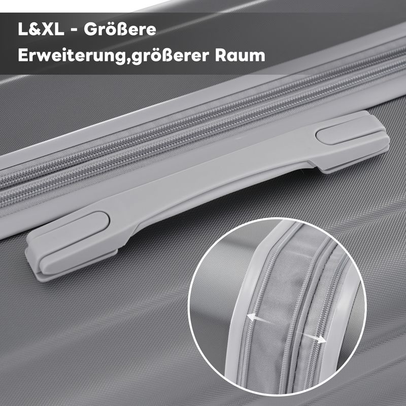 4-teiliges Hartschalen-Gepäckset (14+20+24+28 Zoll) Mit Metallteleskopgriff, TSA-Schloss, 360°-Rollen_voghion.com