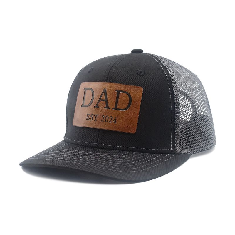 Unisex DAD EST 2024 Leather label baseball cap Net hat Truck hat Men's sun hat Duck cap_voghion.com