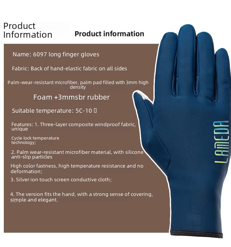Cycling Gloves Autumn And Winter Fleece Warm Riding Gloves Bicycle Riding Anti-splashing Touch Screen Long Finger Gloves_voghion.com