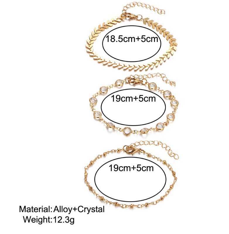 European And American Cross Border Popular Fashion Fishbone Chain Anklet Arrow Diamond Three Piece Foot Ornaments Manufacturer_voghion.com