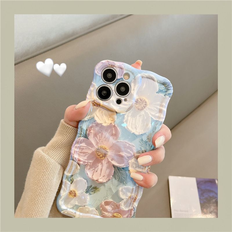 Twisted Edge Ölgemälde Blume IPhone 16 Handyhülle Iphone 15promax Blaues Licht Weich 14 Weiblich 13 Trendy_voghion.com