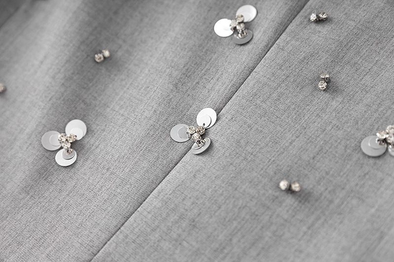 Conjunto chique de blazer e saia com strass – terno brilhante de duas peças para mulheres, do escritório à noite_voghion.com