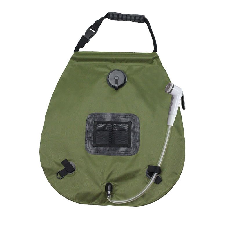 Geantă de duș portabilă pentru camping, 20L, cu energie solară, încălzitor de apă portabil pentru exterior, cu termometru, furtun de 6ft, material PVC negru pentru încălzire rapidă_voghion.com