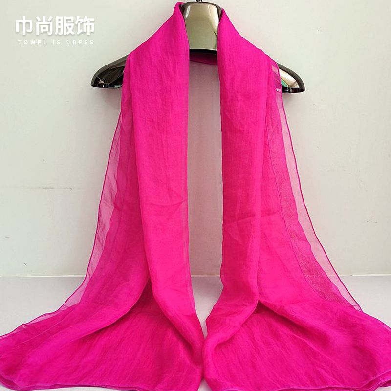 Leuchtend roter Seidenschal für Damen, modischer Chiffonschal für Frühling und Herbst, einfarbiger Tanzschal für den Winter, lange Ausführung_voghion.com