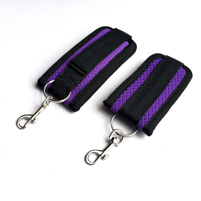 SM embossed printed sponge bed binding with female slave hand and foot cuffs bondage sex toy_voghion.com