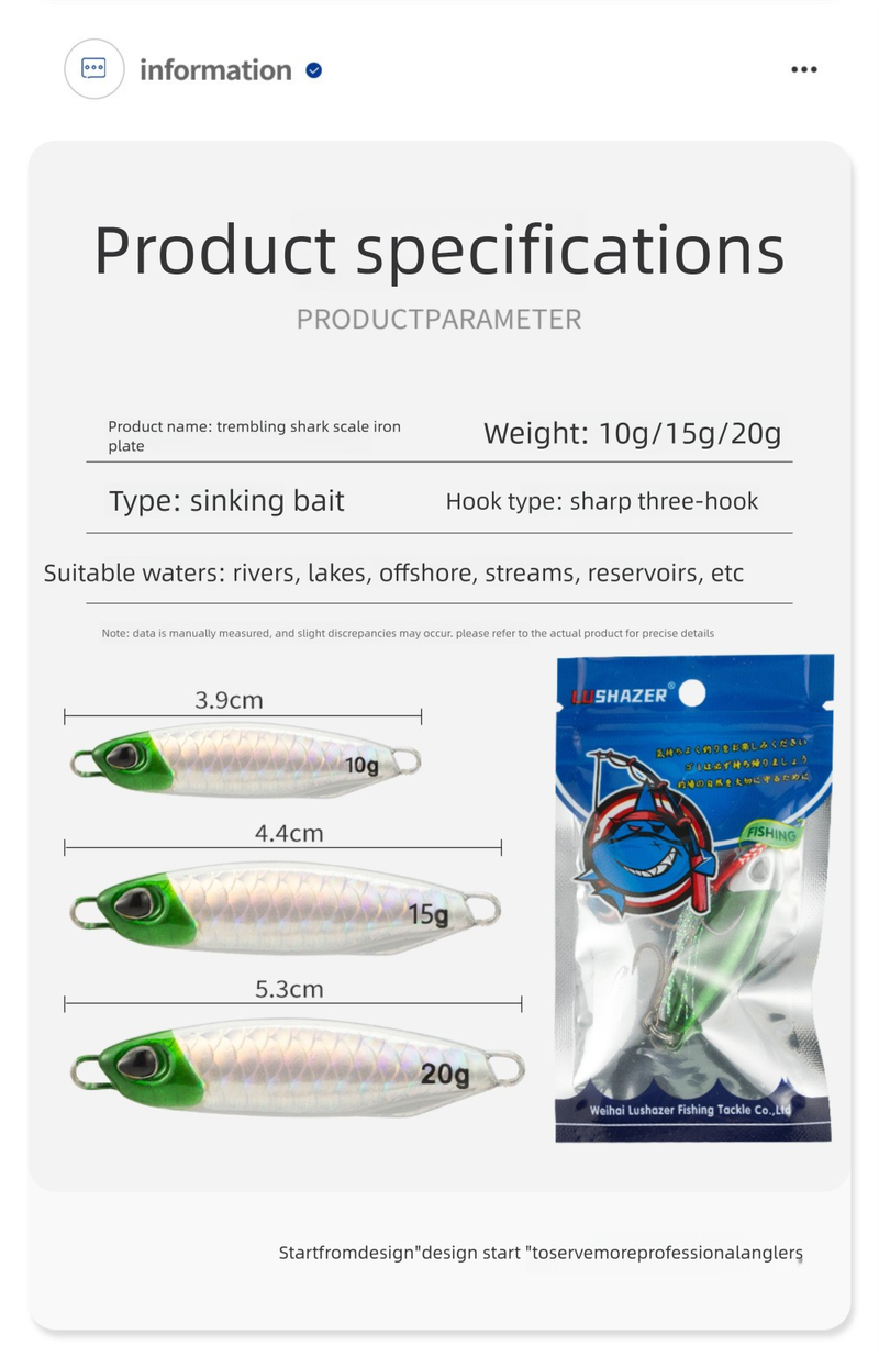 Shark Skimmer|Iron Long Casting Double Hook Iron Plate Lead Fish Lure Metal Slow Jigging Mackerel Sea Fishing Bait_voghion.com