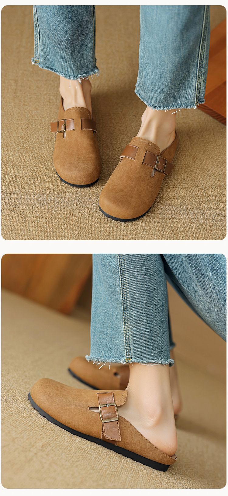 Französische 2025 Frühlingsneuausgabe Boken Baotou Halbschuhe One Step Lazy Schuhe für Frauen_voghion.com