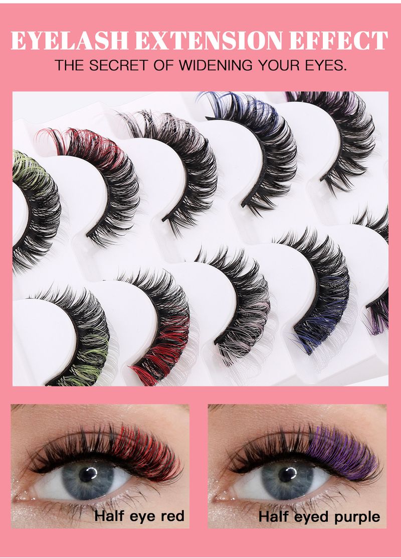 7-Pair Russian Volume False Eyelashes, Colored Outer Corner Extensions, Euro-American Thick & Natural Lashes_voghion.com
