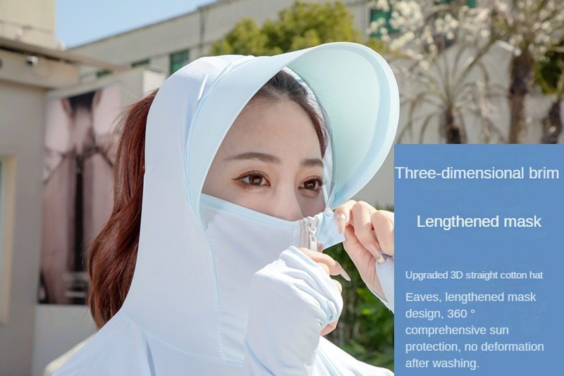 SUPERFLOWER Giacca da donna con protezione UV con cappuccio e copertura per il viso per attività all'aperto in bicicletta Top a maniche lunghe_voghion.com