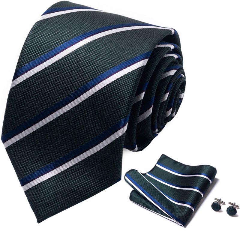 Corbata de seda de poliéster de alta calidad unisex para hombre, corbata formal de color sólido, bolsillo, toalla, gemelos, juego de jacquard_voghion.com