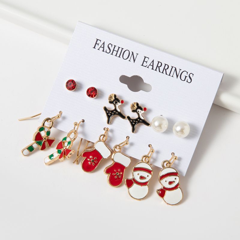 Ensemble de 6 boucles d'oreilles pendantes à l'huile, motif Père Noël, sapin de Noël, bonhomme de neige, cloche_voghion.com