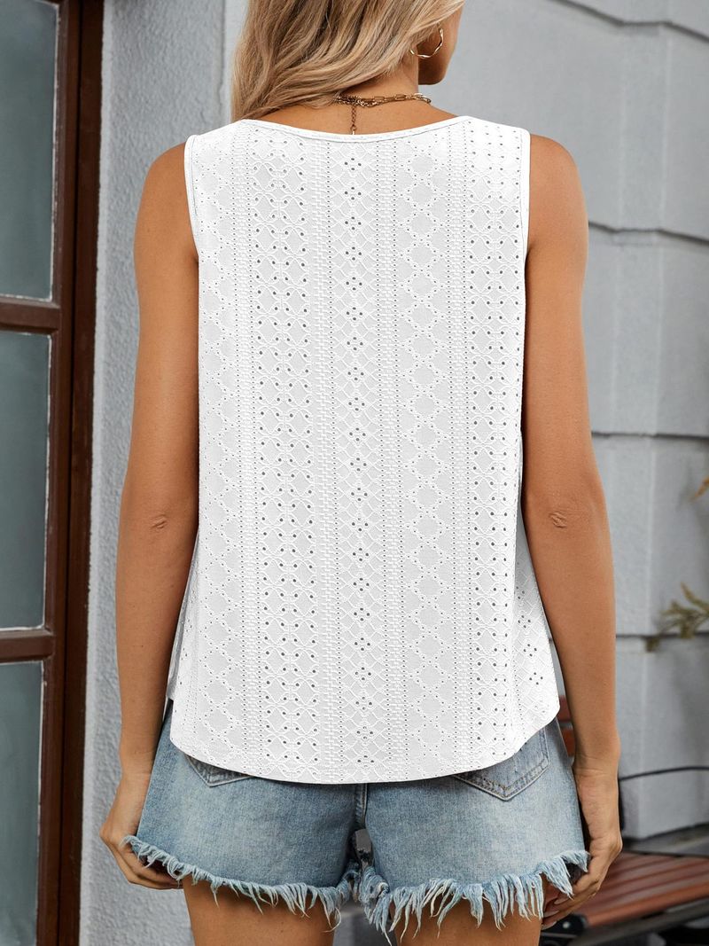 2025 Sommer Neue Rundhals Ärmellose Feste Farbe Strap Mode Lässig Taste Aushöhlen Weste_voghion.com