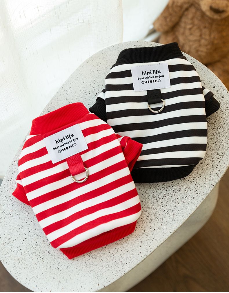 Autumn and Winter Dog Simple Stripe Tragable Sweatshirt Casual Style Cat Two-legged Teddy Pet Clothes_voghion.com