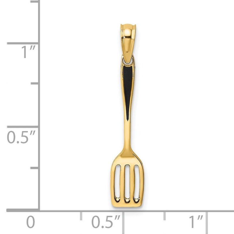 14K W/ Black Enamel 3-D Spatula Charm_voghion.com