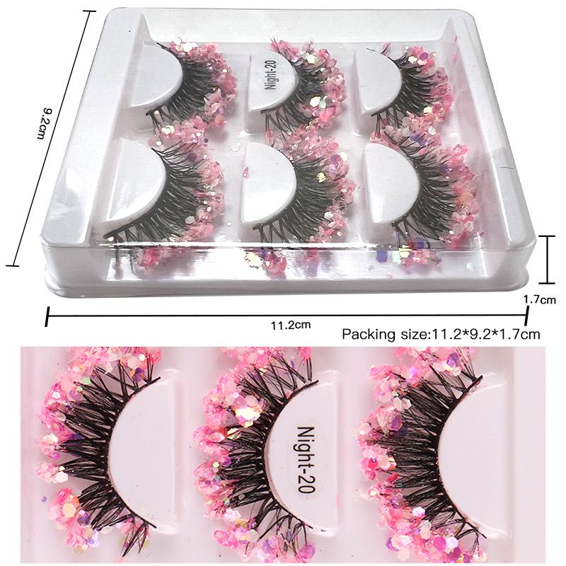Falsche Wimpern Neue chemische Faser Pailletten falsche Wimpern leuchtende Bühnenperformance dicke gekräuselte Wimpern_voghion.com