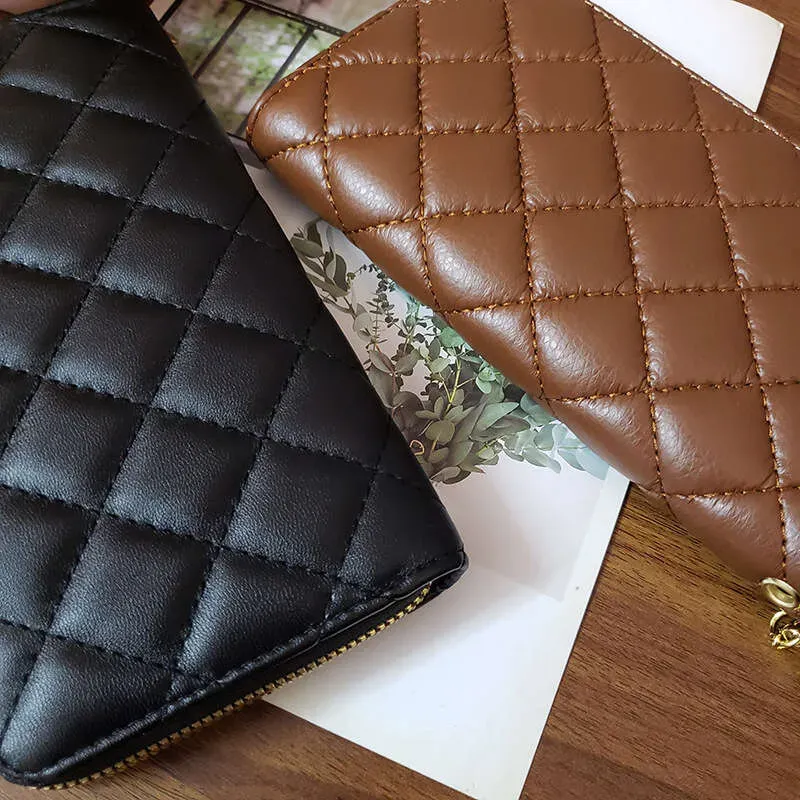 INS New Style Diamond Pattern Women's Small Long Student Coin Purse Phone Bag Card Holder Leather Wallet With Tassel_voghion.com