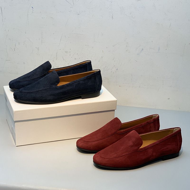 Autumn Row Atmungsaktive Vielseitige Kaschmir-Loafer, Bequeme Und Faule Schuhe, Runde Zehen Flache Sohle Single Kick Schuhe Für_voghion.com