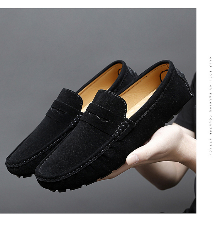 Halbschuhe Herren Handgefertigt Leder Blau Casual Driving Flats Slip-On Boot Übergröße 47 48 Faule Schuhe_voghion.com