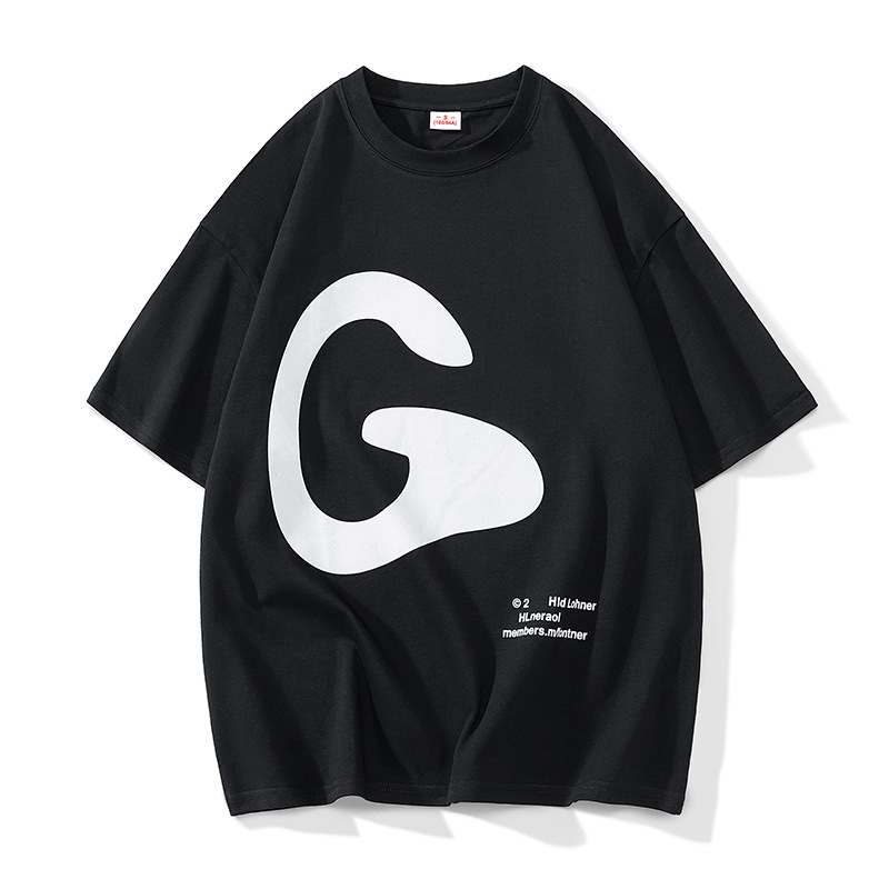 Crna muška majica kratkih rukava od čistog pamuka za ljeto, široka i ležerna, svestrana i moderna, majica s pola rukava za muškarce_voghion.com