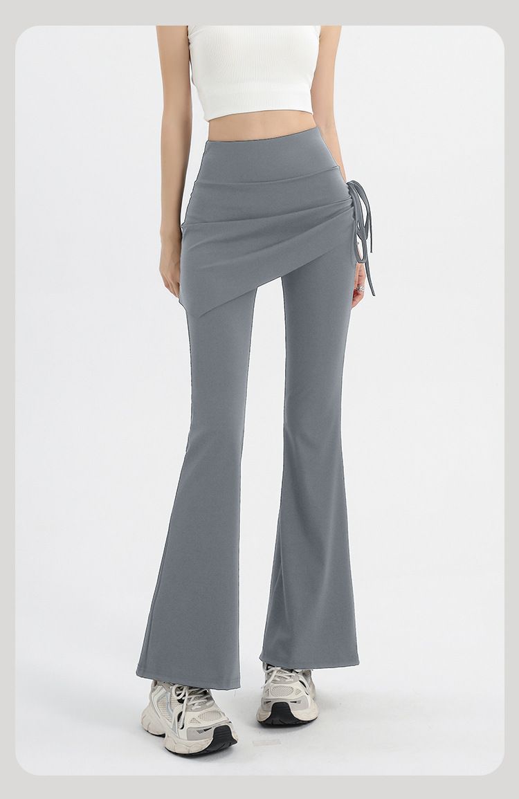 2025 Spring Summer New Sun Protection Wrinkled Skirt Two-Piece Micro Flare High Waist Yoga Pants_voghion.com