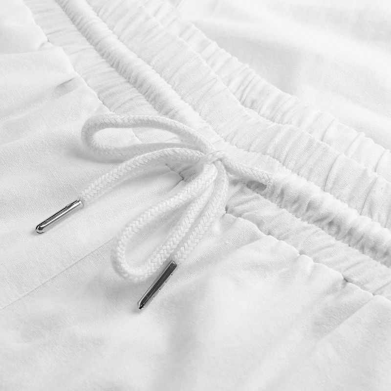 Pantalones largos de lino y algodón informales de color liso a la moda para hombre 2021_voghion.com