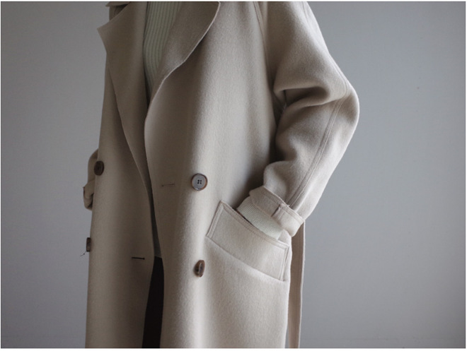 Women's Clothing Winter Mid-Length Waist Slimming Lapel Lace Woolen Coat_voghion.com