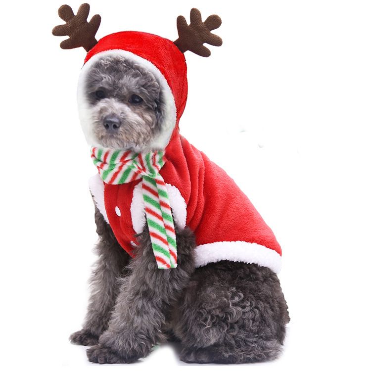 Vêtements de Noël pour animaux de compagnie, fournitures chaudes d'automne et d'hiver pour chats, vêtements en flanelle pour chiens et élans, vêtements pour animaux de compagnie_voghion.com
