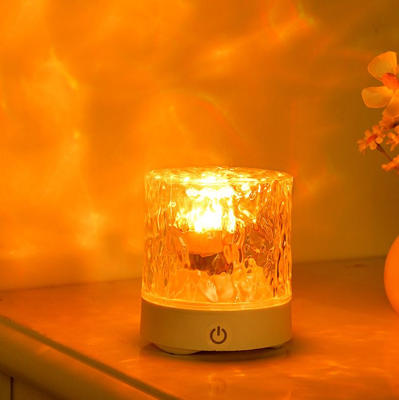 Luce notturna con effetto increspatura dell'acqua, regalo creativo per camera da letto, comodino, lampada da tavolo dinamica per dormire._voghion.com