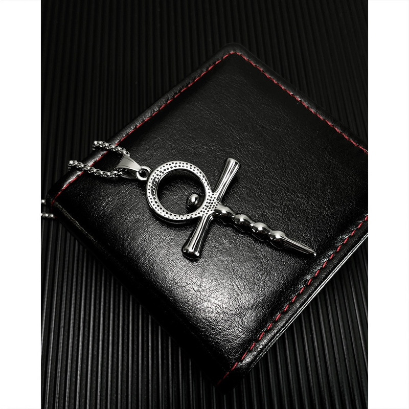 Skull Titanium Steel Men's Necklace Summer Men's Cross Pendant_voghion.com