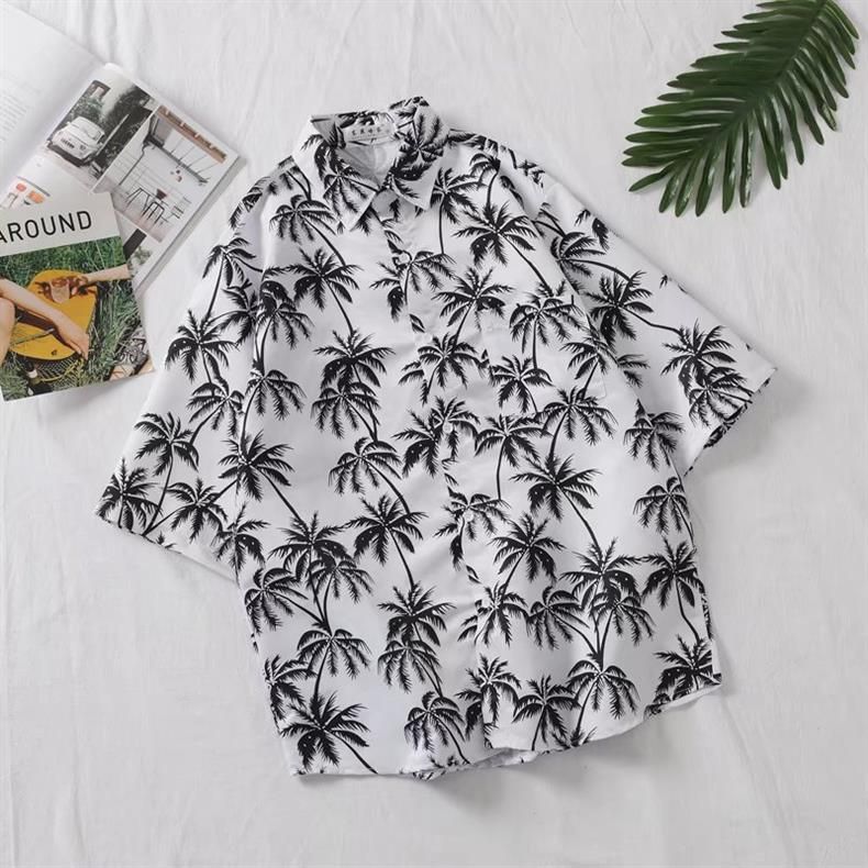 Men's Clothing 2024 new beach style flower shirt short sleeve men's loose retro vacation tourism water splashing festival Yunnan top_voghion.com