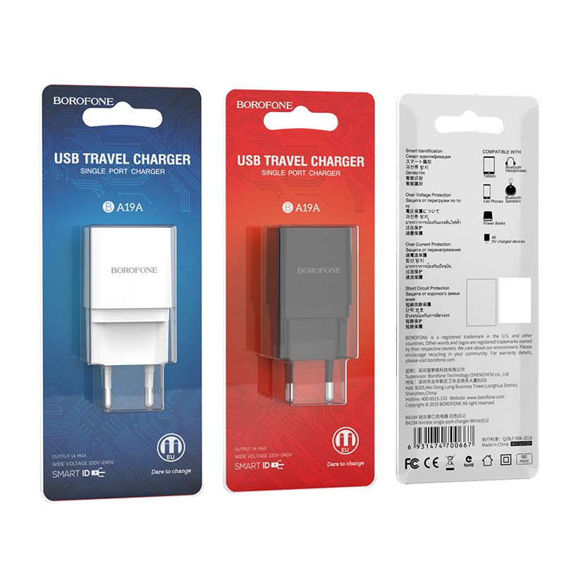 Cargador universal para móvil con puerto único BA19A Music Festival, miniusb, cabezal de carga Euro 1A_voghion.com