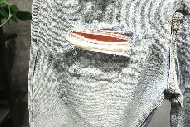 Blugi americani spălați, dresați, pantaloni lungi pentru bărbați, de primăvară și toamnă, cu picior drept, lejer, în stil High Street Vibe_voghion.com