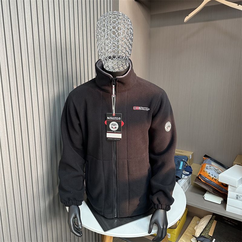 Geeignet für alle Jahreszeiten 8789 Norway Gefütterter, verdickter Herbst-Winter-Herren-Fleece-Jackenmantel mit warmem, kältebeständigem Polar-Stehkragen_voghion.com