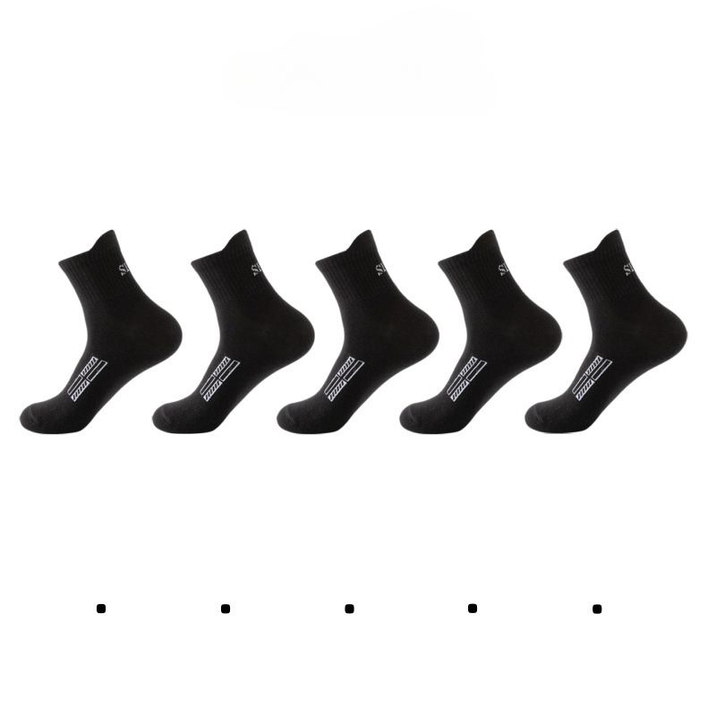 Socks Men's And Women's Same Autumn And Winter Tube Socks Black And White Bundle Sports Socks Solid Color Boat Socks High Tube Socks_voghion.com